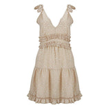 Women Summer Boho Casual Sleeveless Sexy Ladies Deep V-Neck Falbala Party Casual Beach Mini Dress Sundress