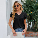 Summer Women's Ruffles Short Sleeve Chiffon Blouse