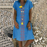 Women Summer Short Sleeve Cotton Linen Long Maxi Dress Fashion Ladies Casual Loose Beach Kaftan Dresses Sundress
