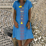Women Summer Short Sleeve Cotton Linen Long Maxi Dress Fashion Ladies Casual Loose Beach Kaftan Dresses Sundress