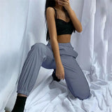 Women Sweatpant Reflective Hight Waist Bottom