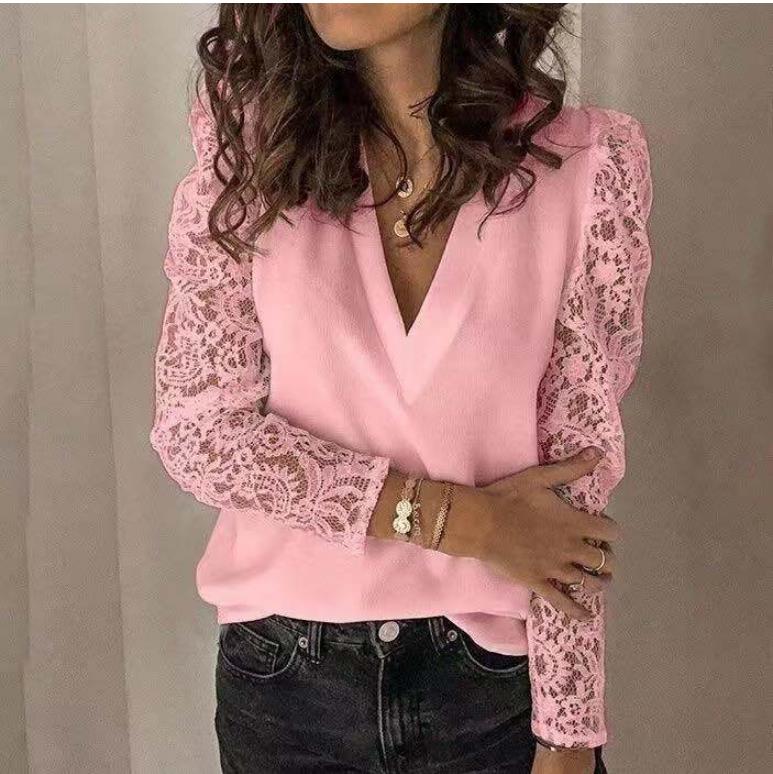 V-neck Lace Hollow Out Top