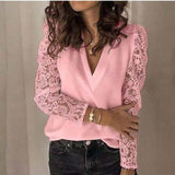 V-neck Lace Hollow Out Top