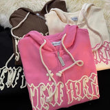 Vintage Zip Up Letter Print Hoodies