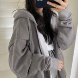 Vintage Zip Up Letter Print Hoodies