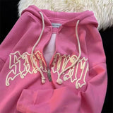 Vintage Zip Up Letter Print Hoodies