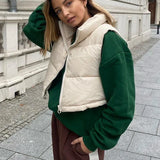 Autumn-Winter Fashion Ladies Vintage Puffer Vest Female Sleeveless Outerwear Coat
