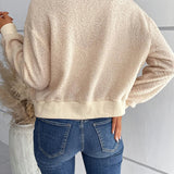Women Winter Sherpa Lapel Collar Zipper Blouses Tops Casual Shirt Female Clothes Outwear Fashion Coat