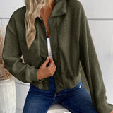 Women Winter Sherpa Lapel Collar Zipper Blouses Tops Casual Shirt Female Clothes Outwear Fashion Coat