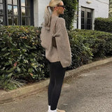 Women Wool Blends Round Neck Pullover Top Casual Long Sleeve Sweater