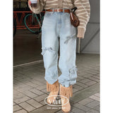 Women's Bow Baggy Korean Cowboy Pants