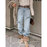 Women's Bow Baggy Korean Cowboy Pants