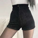 Women's Goth Pants High Waist Spring Autumn Fashion Tight Sexy Stretch Y2K Corduroy Female Casual Pants Short