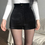 Women's Goth Pants High Waist Spring Autumn Fashion Tight Sexy Stretch Y2K Corduroy Female Casual Pants Short