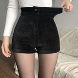 Women's Goth Pants High Waist Spring Autumn Fashion Tight Sexy Stretch Y2K Corduroy Female Casual Pants Short