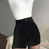 Women's Goth Pants High Waist Spring Autumn Fashion Tight Sexy Stretch Y2K Corduroy Female Casual Pants Short