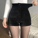 Women's Goth Pants High Waist Spring Autumn Fashion Tight Sexy Stretch Y2K Corduroy Female Casual Pants Short