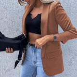 Long Sleeve Flap Pockets Blazer