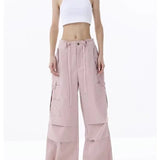 Retro Street Overalls Design Pleats Cargo Pants