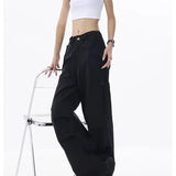 Retro Street Overalls Design Pleats Cargo Pants
