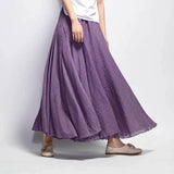 Linen Maxi Casual Elastic Waist Skirt