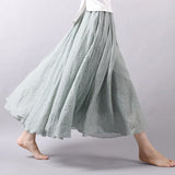 Linen Maxi Casual Elastic Waist Skirt