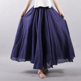 Linen Maxi Casual Elastic Waist Skirt