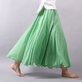 Linen Maxi Casual Elastic Waist Skirt