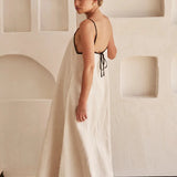 Fashion Halter Swing Backless Sleeveless Cotton Line Casual Maxi Dress