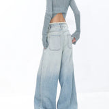 Light Blue Vintage Street Style Wide Leg Jeans