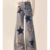 Women's American Vintage Embroidery High Street Straight Leg Jeans