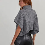 Women's Loose Short-sleeved Turtleneck Knit Summer Autumn Lady Sweater