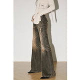 Retro Streetwear High Waist Wide Leg Denim Pants