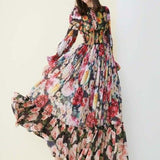 Floral Printed Ruffles Elegant Designer Casual Holiday Maxi Dresses