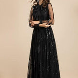 Long Sleeves Sequined Patchwork Elegant Maxi Party Dresses