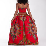Women's V Neck Printing Maxi Dress Sleeveless Floor-length Wrapped Chest Casual Dress Beach Holiday Dress