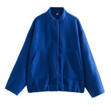 Versatile Oversized Bomber Round Neck Long Sleeve Casual Coat