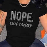 Casual Bricked Letter Print T-Shirts