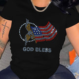 Casual Bricked Letter Print T-Shirts