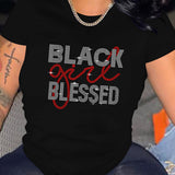 Casual Bricked Letter Print T-Shirts