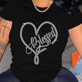 Casual Bricked Letter Print T-Shirts