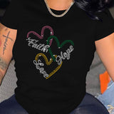 Casual Bricked Letter Print T-Shirts
