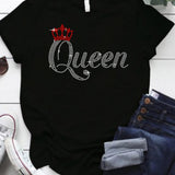 Casual Bricked Letter Print T-Shirts