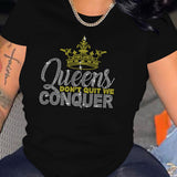 Casual Bricked Letter Print T-Shirts