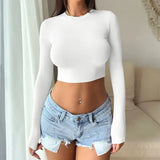 Crop Ultra-short Long-sleeved Base Shirt Spring 2025 Women's Hot Girls Wear T-shirt