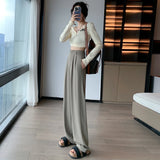 High Waisted Pants For Women 2025 New Fashion Button Up Wide Leg Office Ladies Pants