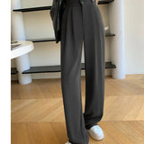High Waisted Pants For Women 2025 New Fashion Button Up Wide Leg Office Ladies Pants