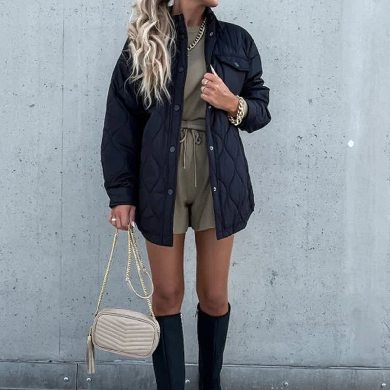Pocket Casual Cotton Coats Woman Jackets 2025 New Loose Buttoned Thick Parkas Coat