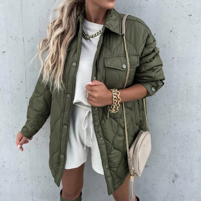 Pocket Casual Cotton Coats Woman Jackets 2025 New Loose Buttoned Thick Parkas Coat
