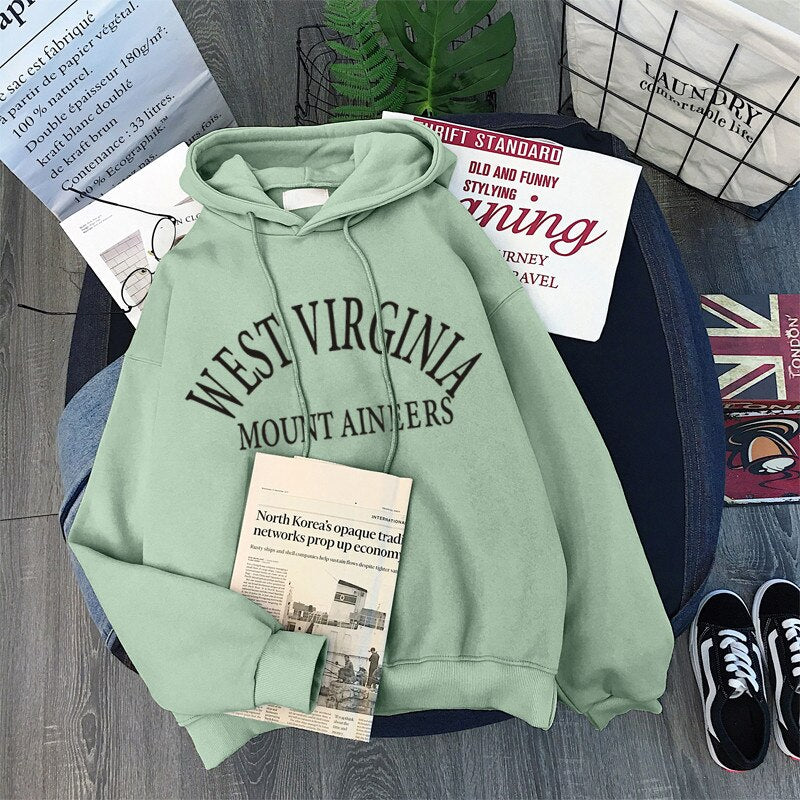 Velvet Thick Letter Print Hoodie